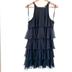 BCBGMaxAzria Black Tiered Ruffle Mini Dress